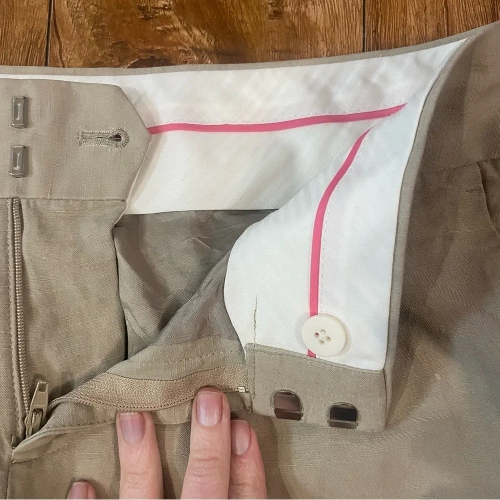 BANANA REPUBLIC Women’s Tan Silk Linen Cropped Ankle Pant Size 2